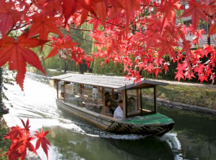 紅葉の中をのんびり船さんぽ！京都・伏見で出合う絶景＆おいしいお酒