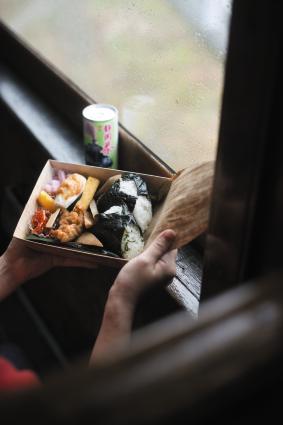 一人のんびり、列車で駅弁を食べる。至福です!