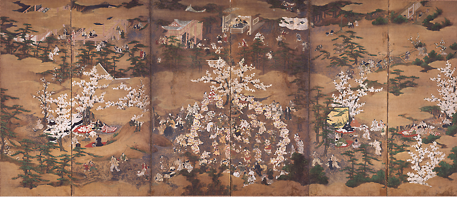 「花下群舞図」(右隻)桃山時代、17世紀初期 神戸市立博物館蔵