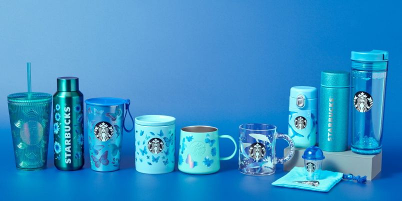 スタバ タンブラー ブルーバタフライ コールドカップタンブラー abitur 