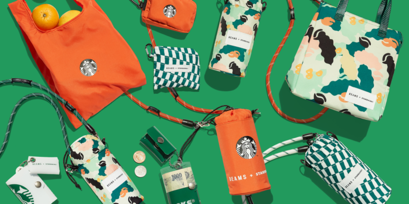 STARBUCKS×BEAMS  ポケッタブルエコバッグ チェッカー