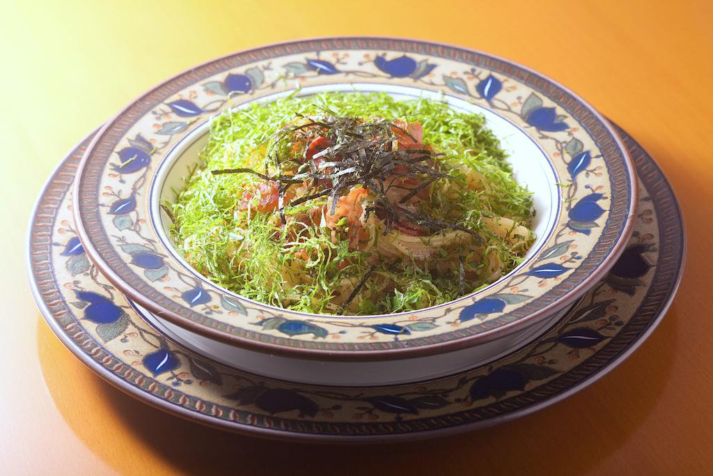 明太子スパゲッティ+しそベーコン 1100円